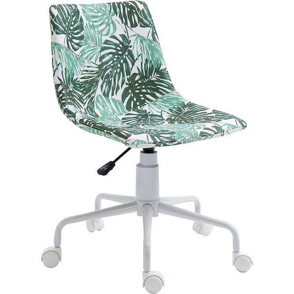 Isl Furnishings InterSpaceLiving Print Desk Chair Banana Leaf Vinyl/White CH41DC-VL21-PC04 - main